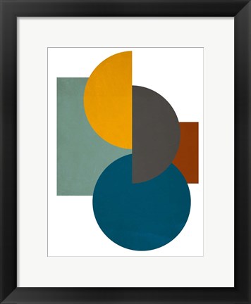 Framed Simple Shapes on White I Print