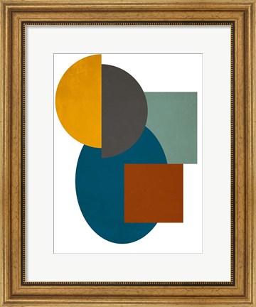 Framed Simple Shapes on White II Print