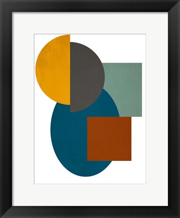 Framed Simple Shapes on White II Print