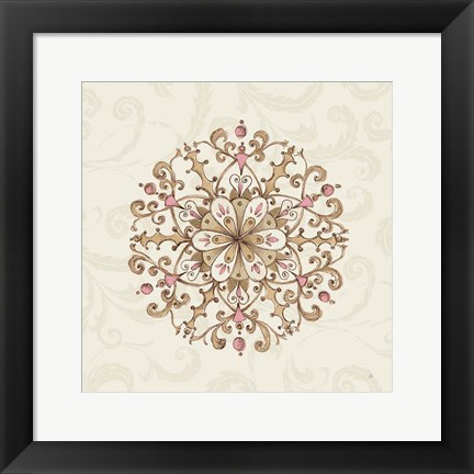 Framed Elegant Season Snowflake III Pink Print