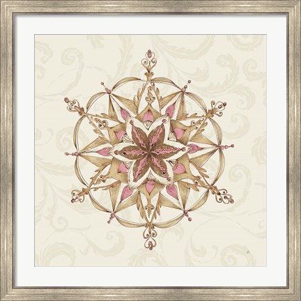 Framed Elegant Season Snowflake II Pink Print