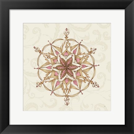 Framed Elegant Season Snowflake II Pink Print