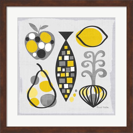 Framed Modern Kitchen Square III Yellow Print