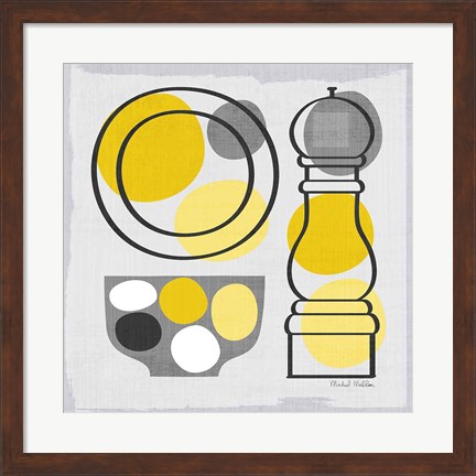 Framed Modern Kitchen Square II Yellow Print