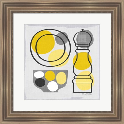 Framed Modern Kitchen Square II Yellow Print