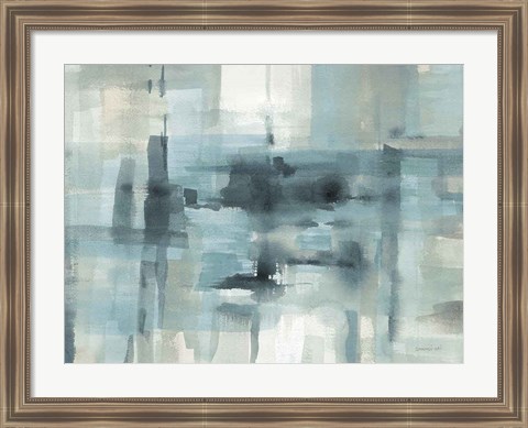 Framed Liquid Structure Tranquil Aqua Crop Print