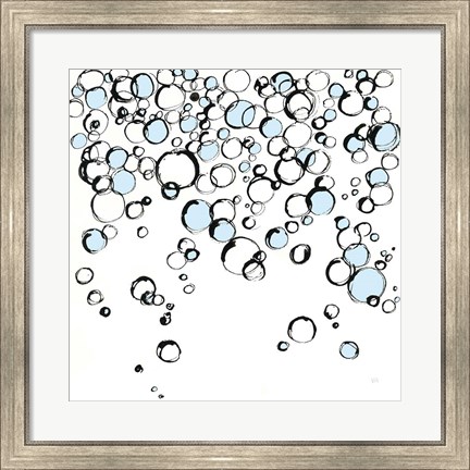 Framed Blue Bubbles III Print