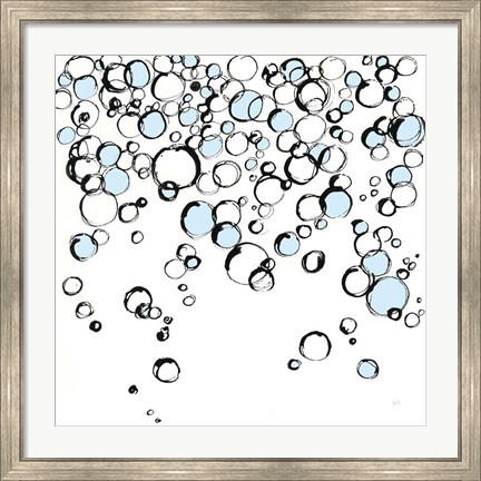 Framed Blue Bubbles III Print