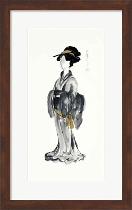 Framed Geisha I Black and Gold Print