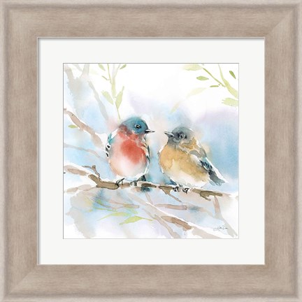 Framed Bluebird Pair in Spring Print