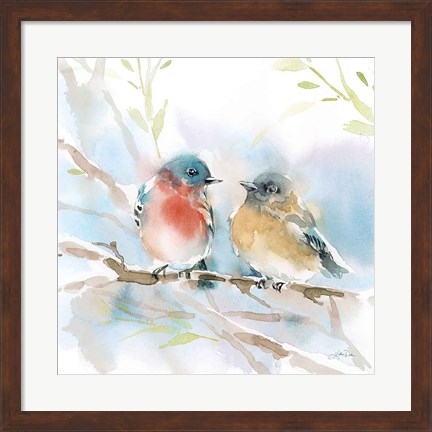 Framed Bluebird Pair in Spring Print