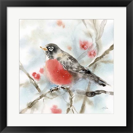 Framed Winter Robin Print