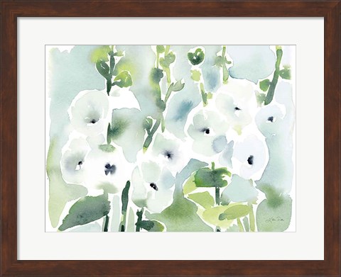 Framed White Hollyhocks Print