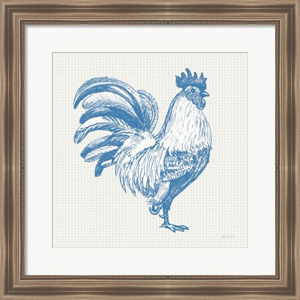 Framed Cottage Rooster I Print