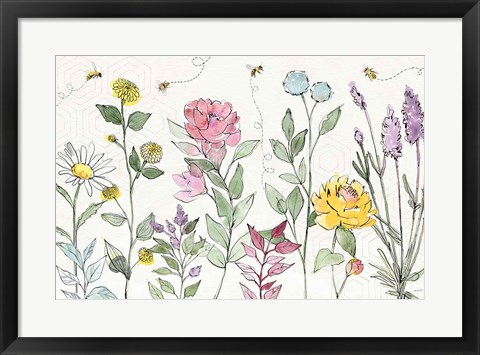 Framed Honeybee Blossoms I Print