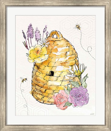 Framed Honeybee Blossoms VII Print