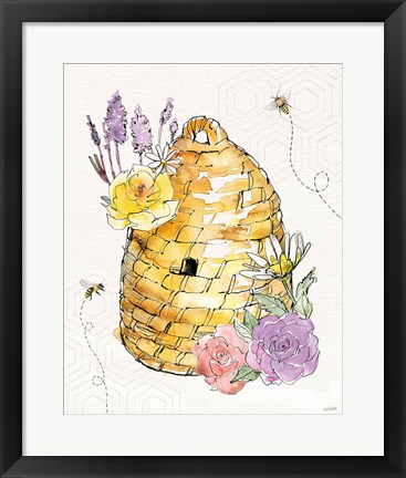 Framed Honeybee Blossoms VII Print