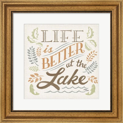 Framed Lake Life I Green Print