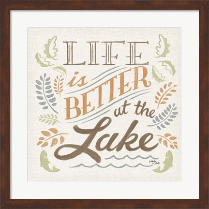 Framed Lake Life I Green Print