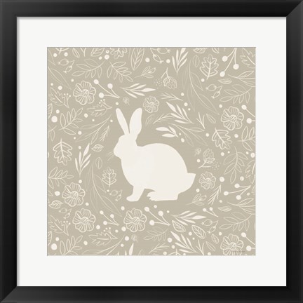 Framed Floral Rabbit Print