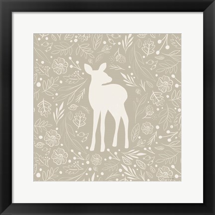 Framed Floral Deer Print