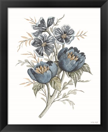 Framed Blue Botanical Peonies Print