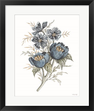 Framed Blue Botanical Peonies Print