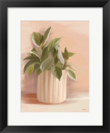 Framed Striped Bohemian Plant I Print