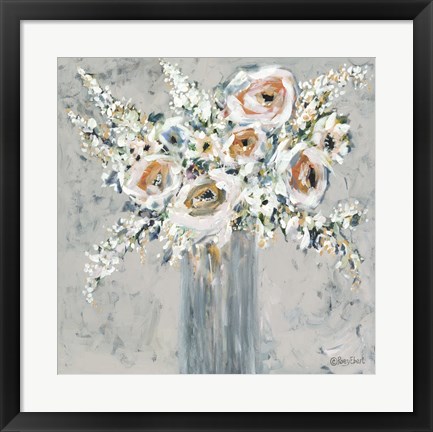 Framed Blooms in Blue Vase Print