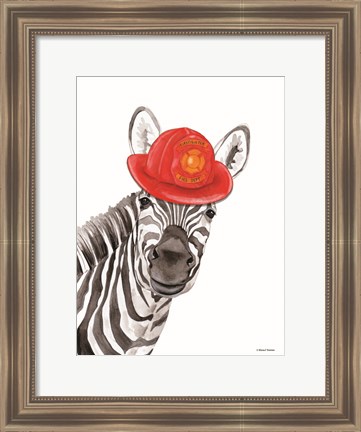 Framed Firefighter Zebra Print