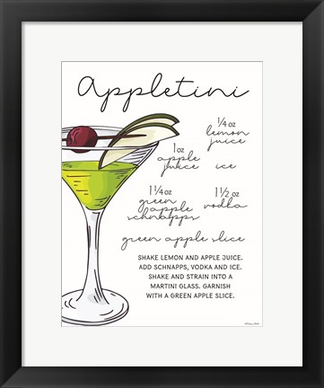 Framed Appletini Recipe Print