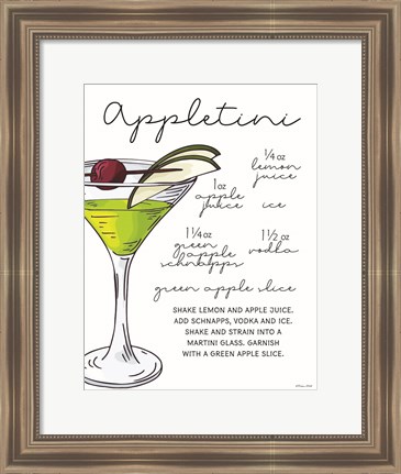 Framed Appletini Recipe Print