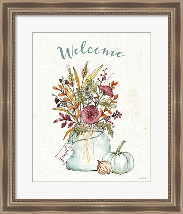 Framed Festive Foliage III Welcome Print