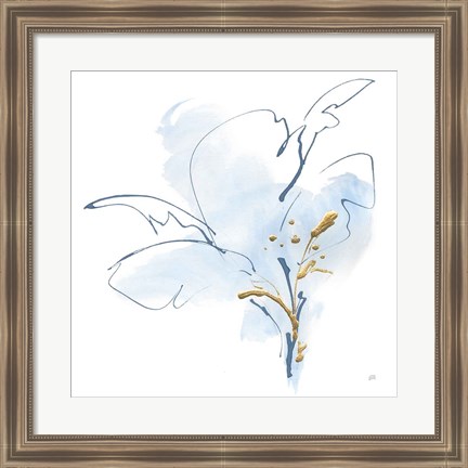 Framed Blue and Gold Floral IV Print