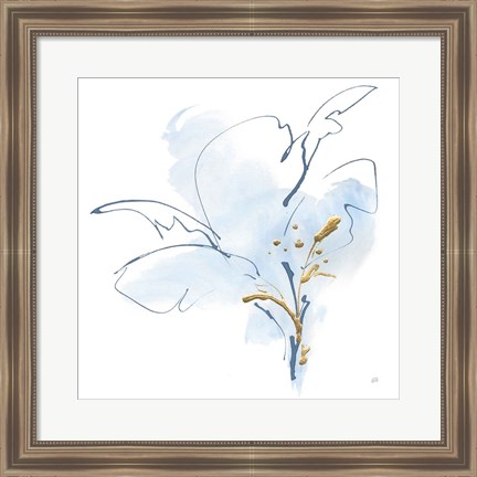 Framed Blue and Gold Floral IV Print