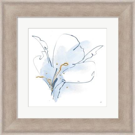 Framed Blue and Gold Floral II Print