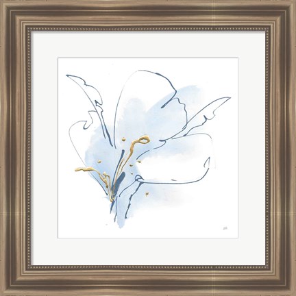 Framed Blue and Gold Floral II Print