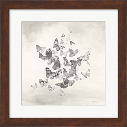 Framed Beautiful Butterflies BW Print