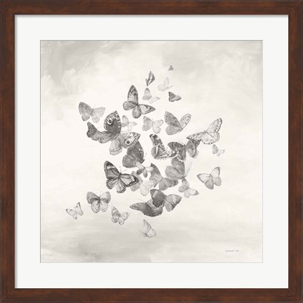 Framed Beautiful Butterflies BW Print