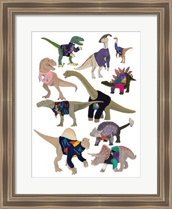 Framed Dinosaurs in 80&#39;s Jumpers Print