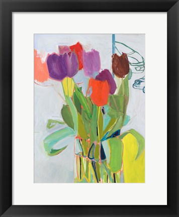 Framed Tulips and Two Cars Print