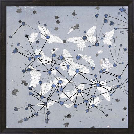 Framed 19th Century Butterfly Constellations in Blue I Print