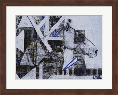 Framed Blue Horse I Print