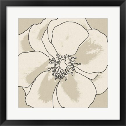 Framed Beige Blooms I Print