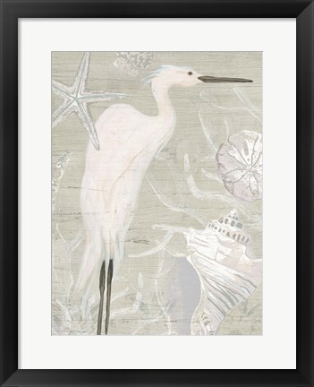 Framed Driftwood Heron I Print