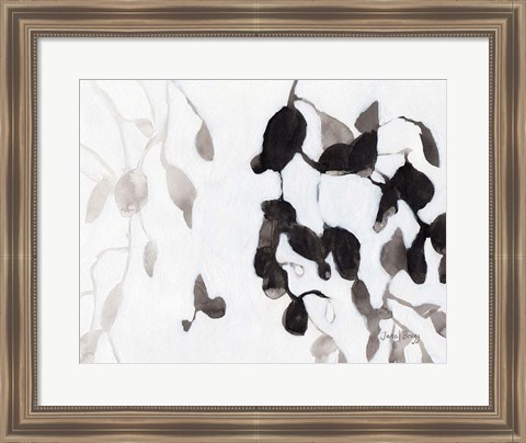 Framed Leaves in Black and White Print