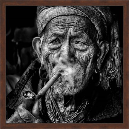 Framed Elderly Smoker Print