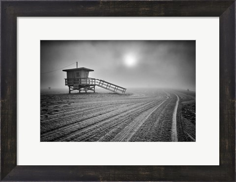 Framed Fog on the Beach - Santa Monica, California Print