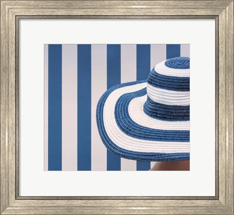 Framed Blue and White Print