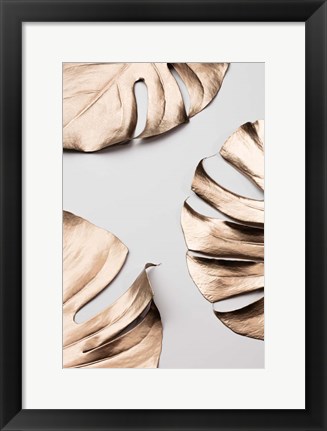 Framed Monstera Gold 1 Print